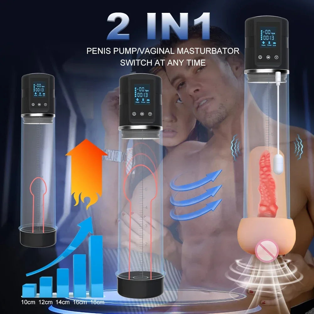 Men Enlargement Extend Trainer Massage Electric Penis Vacuum Pump Sex Toys Sucking Vibrator Machine Vagina Male Masturbator