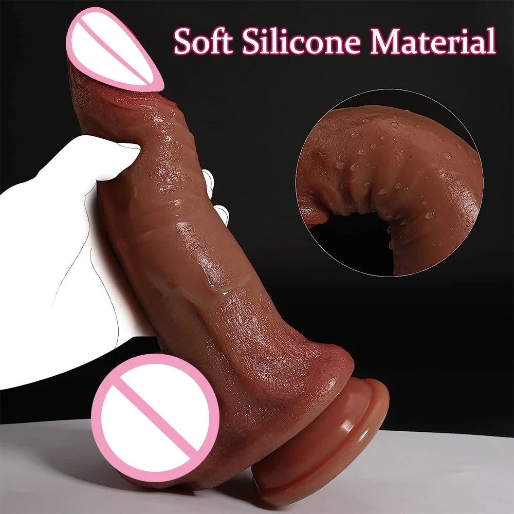 Jettable Realistic Silicone Dildo G-spot Stimulation Insertion Pussy Anal Female Orgasm Masturbation Testicles Penis 18+ Sex Toy