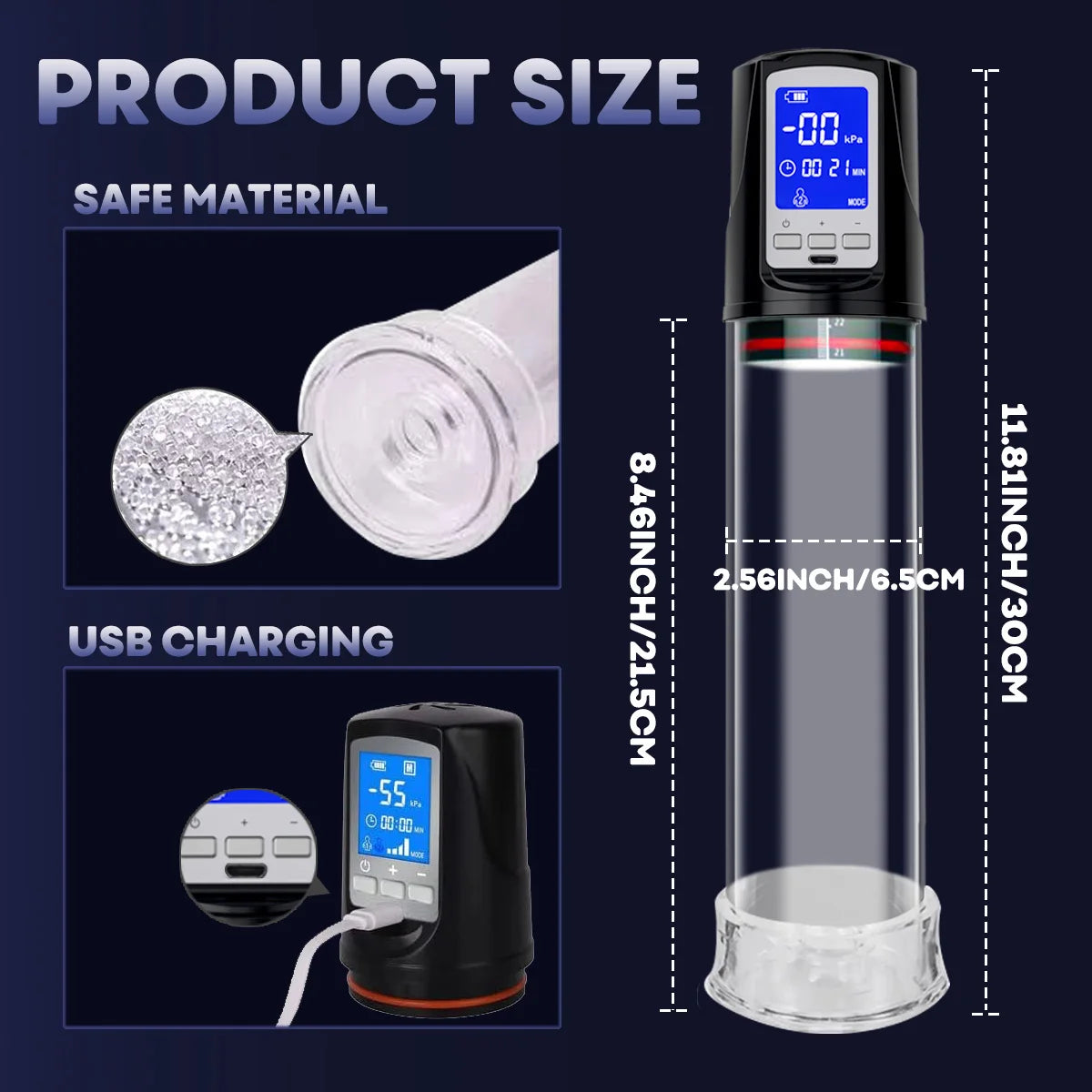 LUVWAKE Automatic 4 Suction Modes Vacuum Penis Pump Vacuum Sex Toys for Male Masturbation Penis Extender Vacuum Pump Enlargement