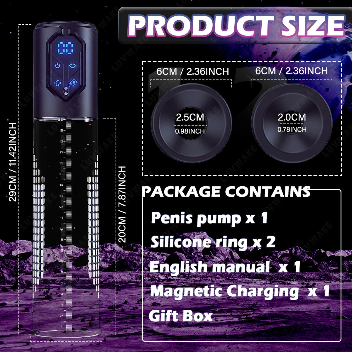 IPX7 Waterproof Electric Pump Penis Erection Enlargement Automatic Vacuum Pump for Men 4 Suction Masturbating Sex Toy for Men