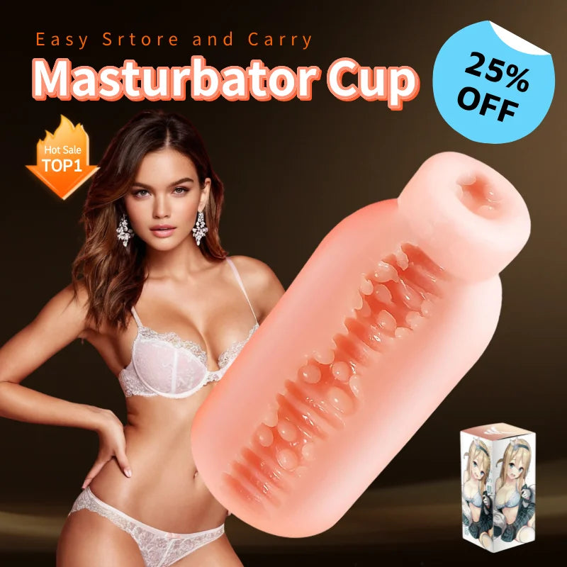 Male Masturbator Cup Adult Sex Toys for Man Sex Pleasure, Close-Ended Realistic Textured Stroker Pocket Pussy for Masturbation