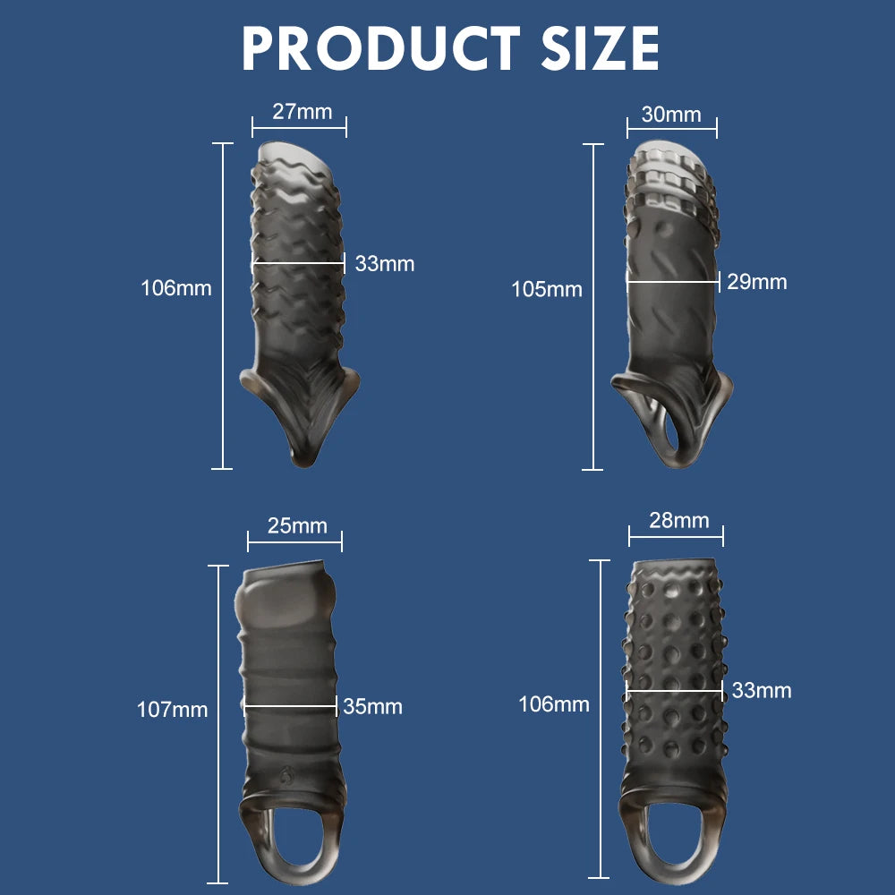 Reusable Delay Condom Penis Sleeve Extension Extend Dildo Adult Anal Plug Sex Toys For Men No Vibrator For Women Sex Products