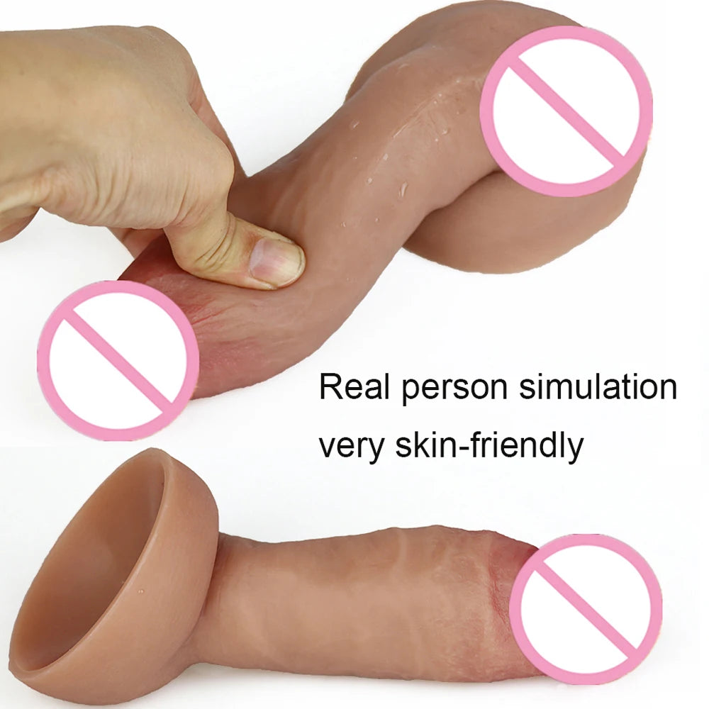 Real Men Skin Dildos Soft Silicone Suction Cup Big Huge Cock Male Artificial Penis Cheap Adult 18 Vagina Anal Sex Toys For Women