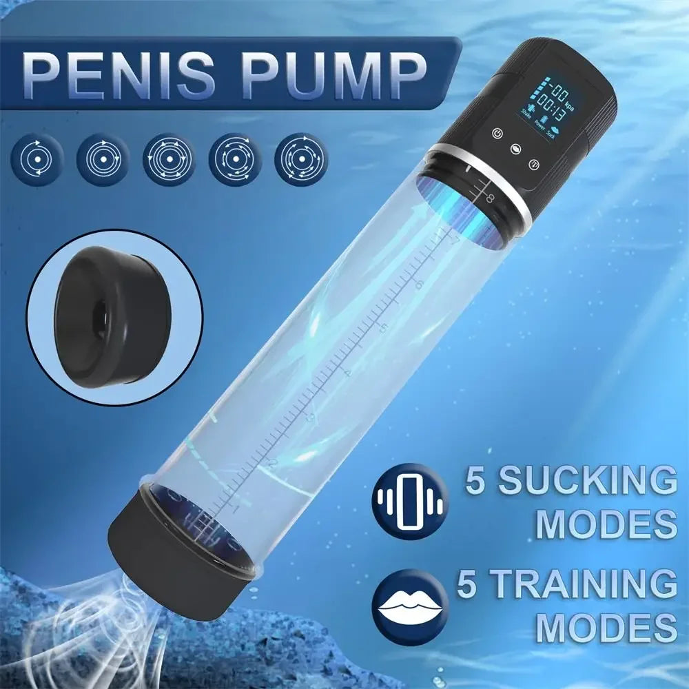 Men Enlargement Extend Trainer Massage Electric Penis Vacuum Pump Sex Toys Sucking Vibrator Machine Vagina Male Masturbator