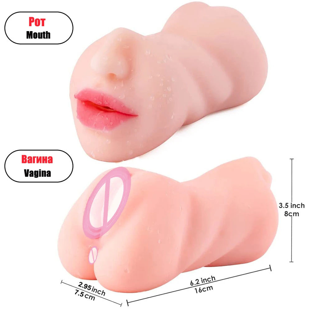 3 IN 1 Sex Toys Masturbation For Men Deep Throat Artificial Real Pussy Oral Male MasturbatorBlowjob Realistic Rubber Vagina