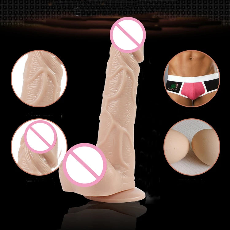 Lifelike Big Dildo Flexible Realistic penis Gspot textured Glans Masturbation strong suction Cock Waterproof Sex Toy for WOmen