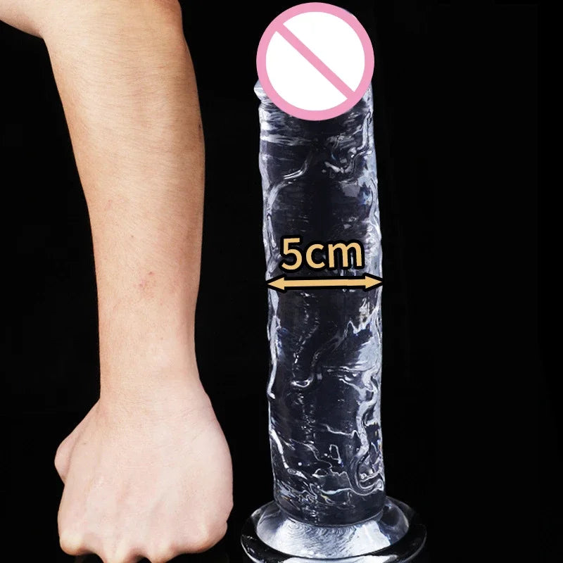 Realistic Dildo for Women Silicone Beginner Clear Dildo with Strong Suction Cup Hands-Free Play for Adult Sex Masturbator G Spot