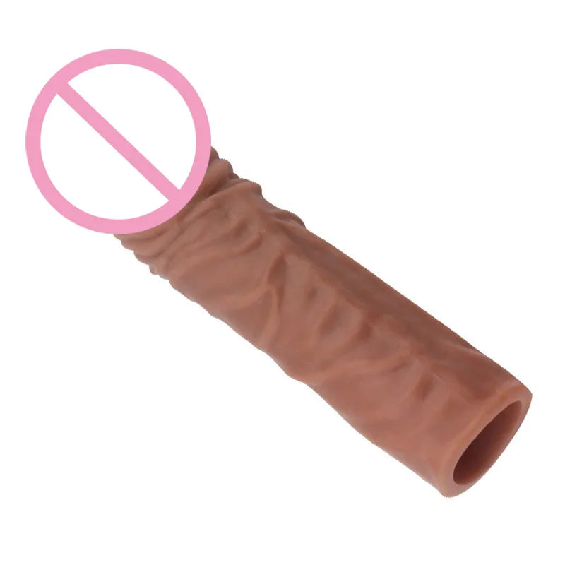 Reusable Penis Enlargement Male Cock Time Sex Toys For Men Organ Chastity Silicone Condoms Penis Extension Ring Sleeve