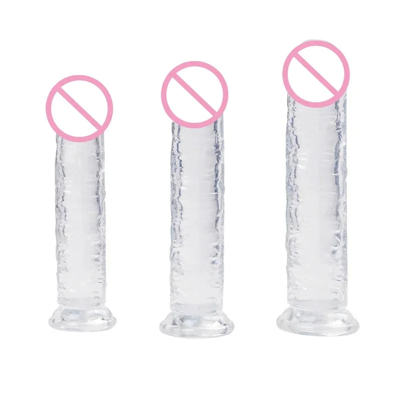 Realistic Dildo for Women Silicone Beginner Clear Dildo with Strong Suction Cup Hands-Free Play for Adult Sex Masturbator G Spot