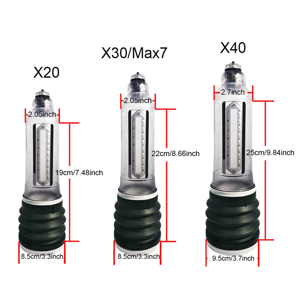 X20 X30 X40 Penis Pump Penis Enlargement Cock Enlarge Water Penis Extender Vacuum Pump For Men Dick Erection Sex Toy For Gay Men