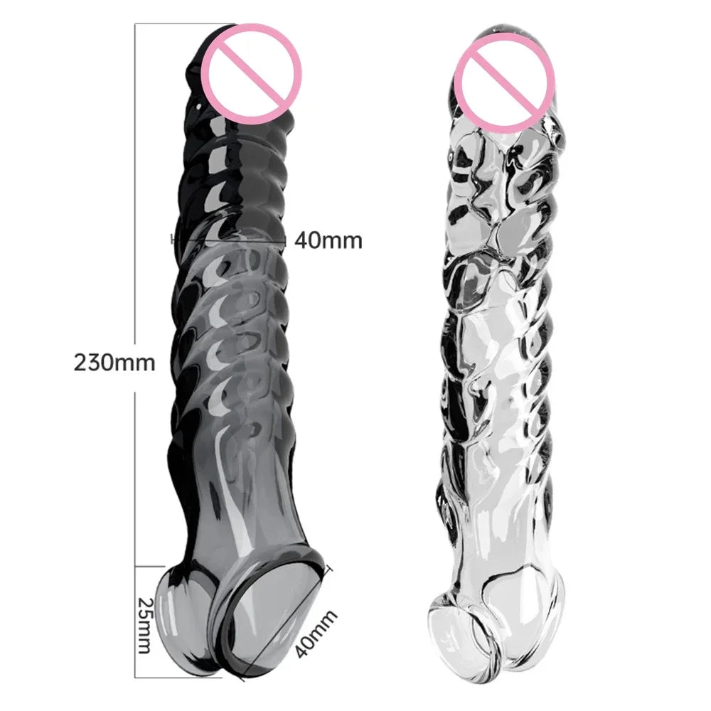 Penis Sleeve Extensions Condom Male Enlargement Delay Vibrators Clits Massager Cock Ring Vibrating Penis Cover Sex Toys For Men