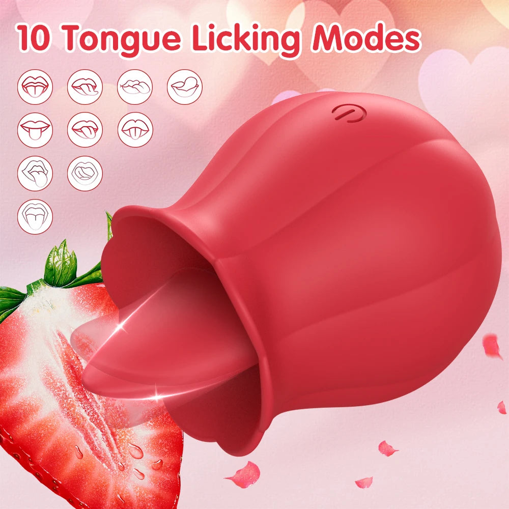 Rose Licking Dildo Vibrator Nipple Clitoral Stimulator Vibrating Egg Tongue Lick Clitoris Sucker Sex Toy Adult Toys for Women