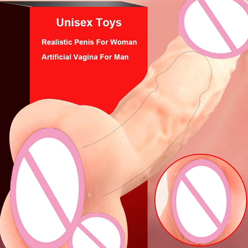 Unisex Soft Dildo Realistic Male Masturbator Doll Pocket Pussy Vagina Hollow Penis Sleeve Gay Anal Plug Sex Toys For Women Man