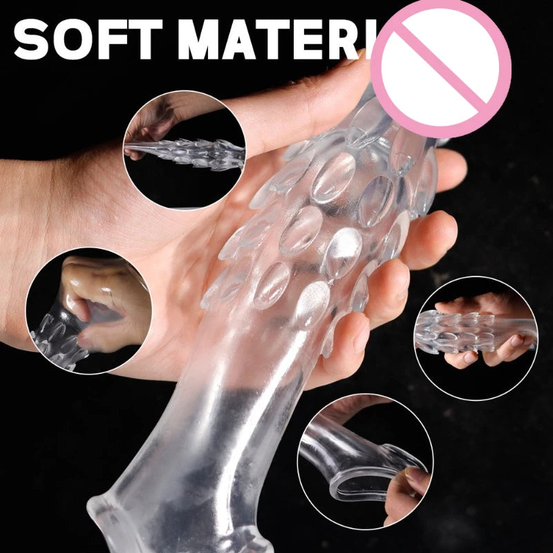 Penis Extension Sleeves Vibrator Penis Enlargement Sleeve Reusable Condoms Cock Ring Dildo Cover Sex Toys for Men Adult Sex Shop